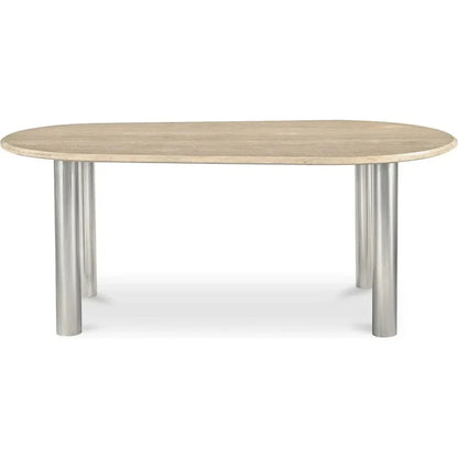 Fia Iron & Wood Beige Geometric Dining Table-Dining Tables-Moe's Home-LOOMLAN