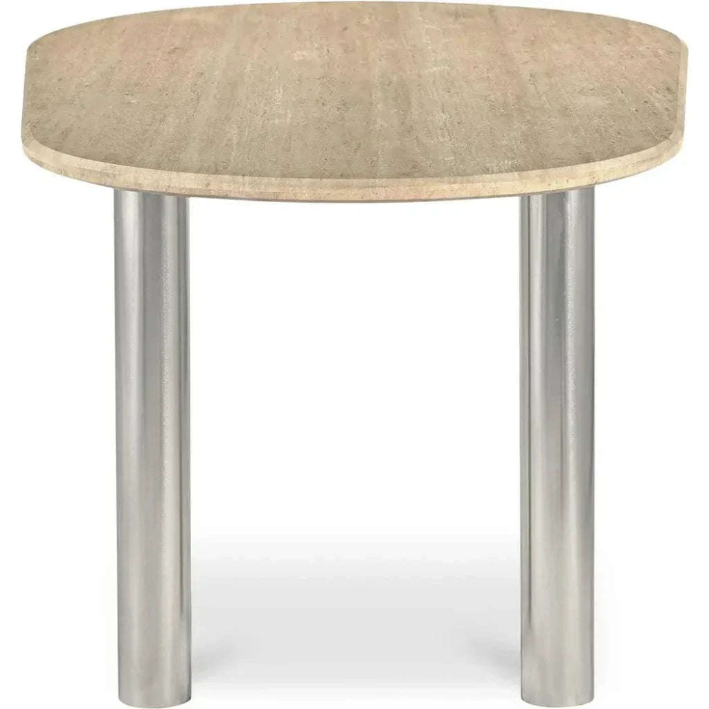 Fia Iron & Wood Beige Geometric Dining Table-Dining Tables-Moe's Home-LOOMLAN