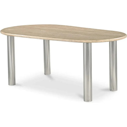 Fia Iron & Wood Beige Geometric Dining Table-Dining Tables-Moe's Home-LOOMLAN