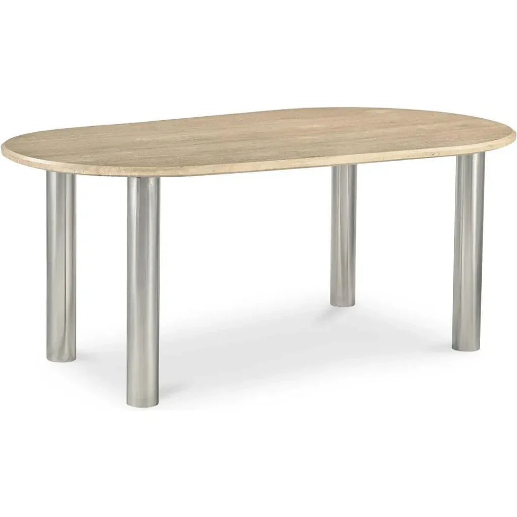Fia Iron & Wood Beige Geometric Dining Table-Dining Tables-Moe's Home-LOOMLAN