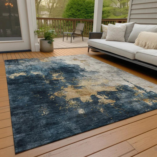 Fibra Blue Washable Indoor-Outdoor Rug-Outdoor Rugs-LOOMLAN Rugs-LOOMLAN