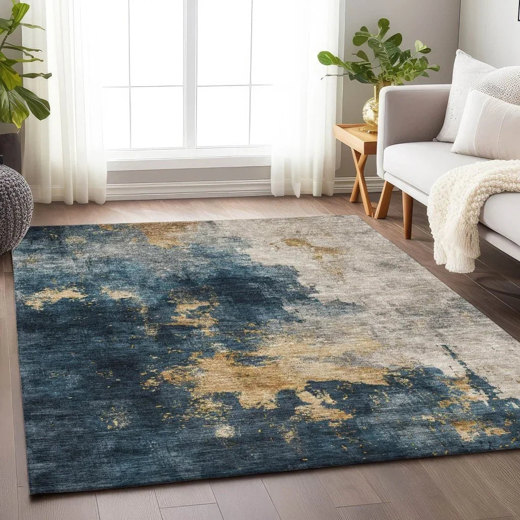 Fibra Blue Washable Indoor-Outdoor Rug-Outdoor Rugs-LOOMLAN Rugs-LOOMLAN