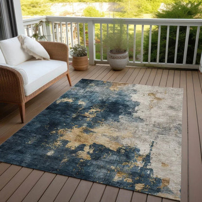 Fibra Blue Washable Indoor-Outdoor Rug-Outdoor Rugs-LOOMLAN Rugs-LOOMLAN