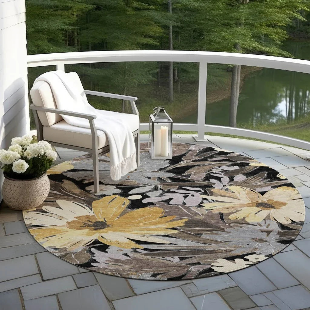 Fibrosa Black Washable Indoor - Outdoor Rug - LOOMLAN - LOOMLAN Rugs - Outdoor Rugs