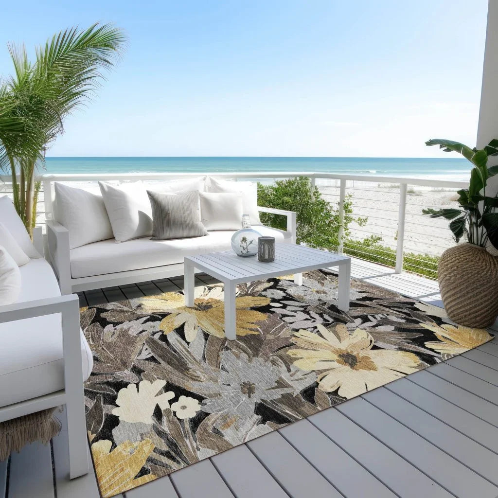 Fibrosa Black Washable Indoor - Outdoor Rug - LOOMLAN - LOOMLAN Rugs - Outdoor Rugs