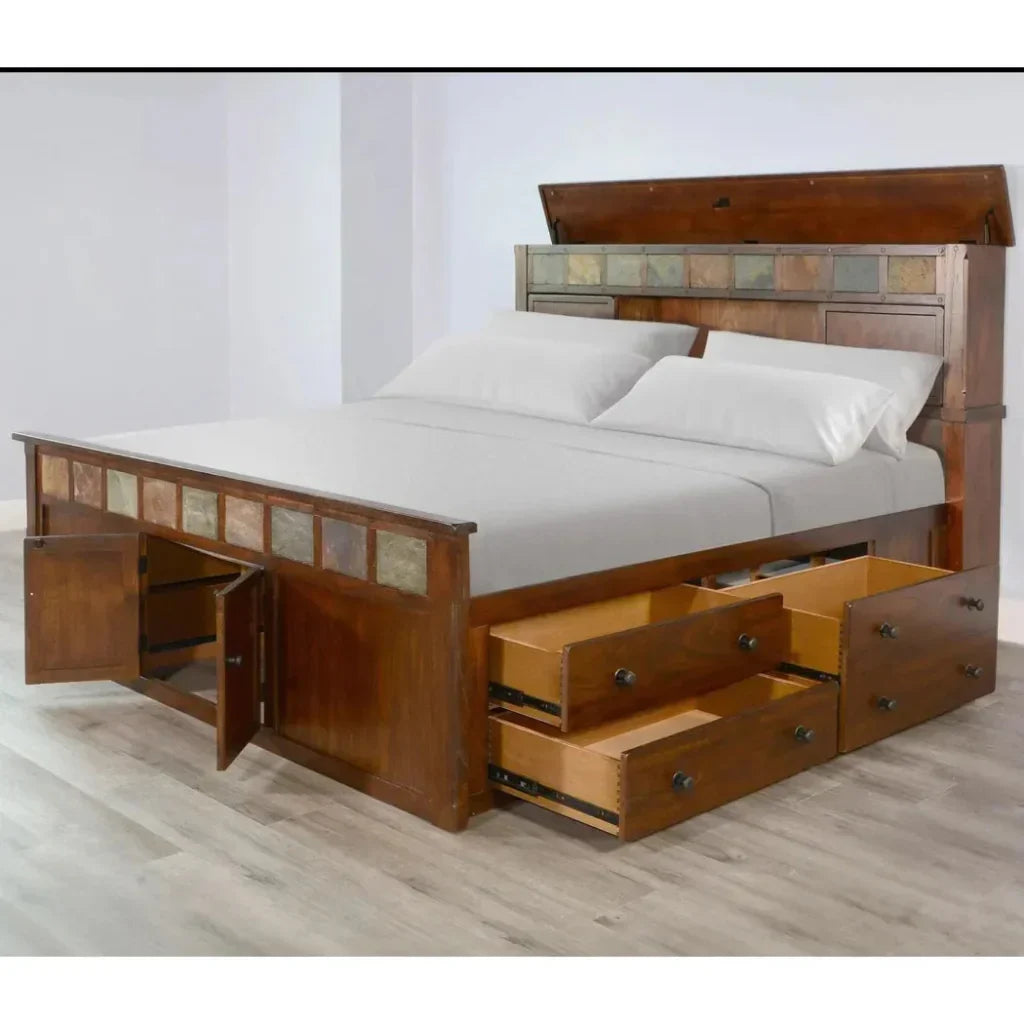 Finish Wooden Dark Brown Storage Bed - LOOMLAN - Sunny D - Beds