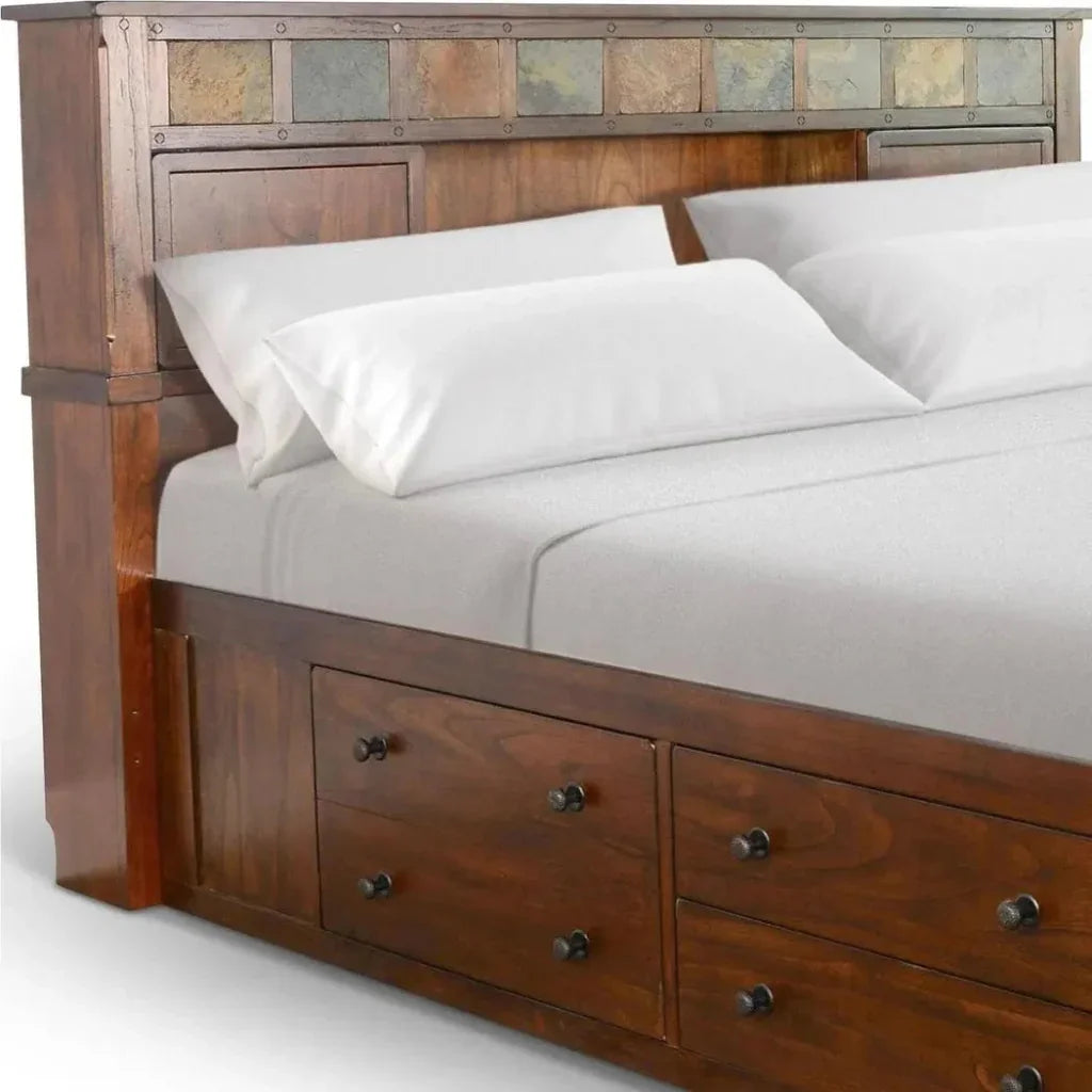 Finish Wooden Dark Brown Storage Bed - LOOMLAN - Sunny D - Beds