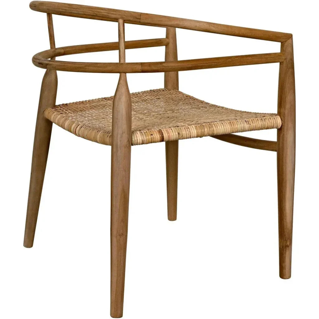 Finley Teak Wood Arm Chair with Rattan - LOOMLAN - Noir - Accent Chairs