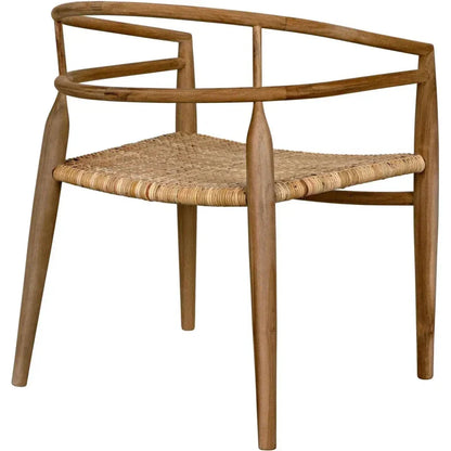 Finley Teak Wood Arm Chair with Rattan - LOOMLAN - Noir - Accent Chairs