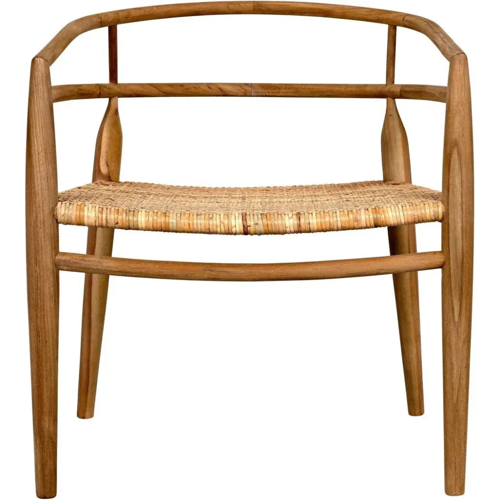 Finley Teak Wood Arm Chair with Rattan - LOOMLAN - Noir - Accent Chairs