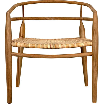 Finley Teak Wood Arm Chair with Rattan - LOOMLAN - Noir - Accent Chairs