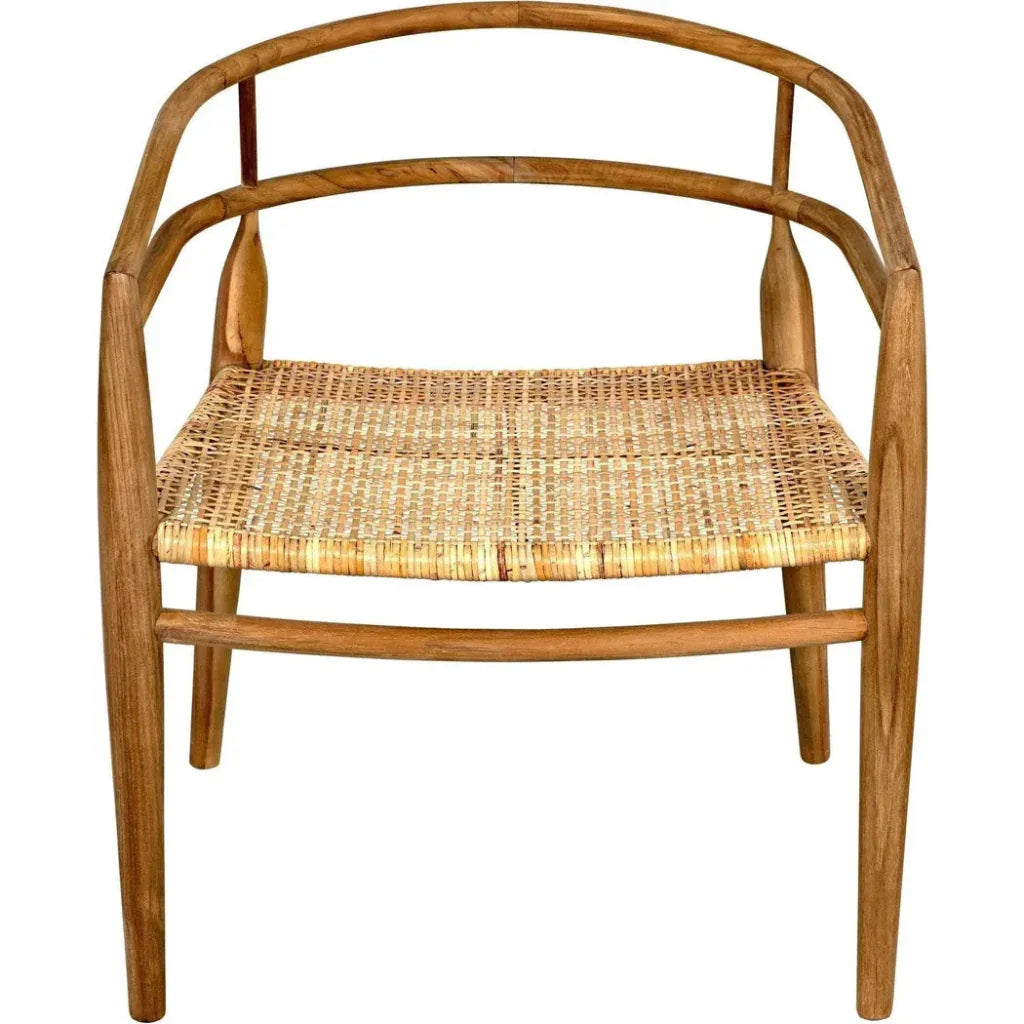 Finley Teak Wood Arm Chair with Rattan - LOOMLAN - Noir - Accent Chairs