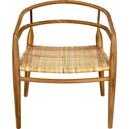 Finley Teak Wood Arm Chair with Rattan - LOOMLAN - Noir - Accent Chairs