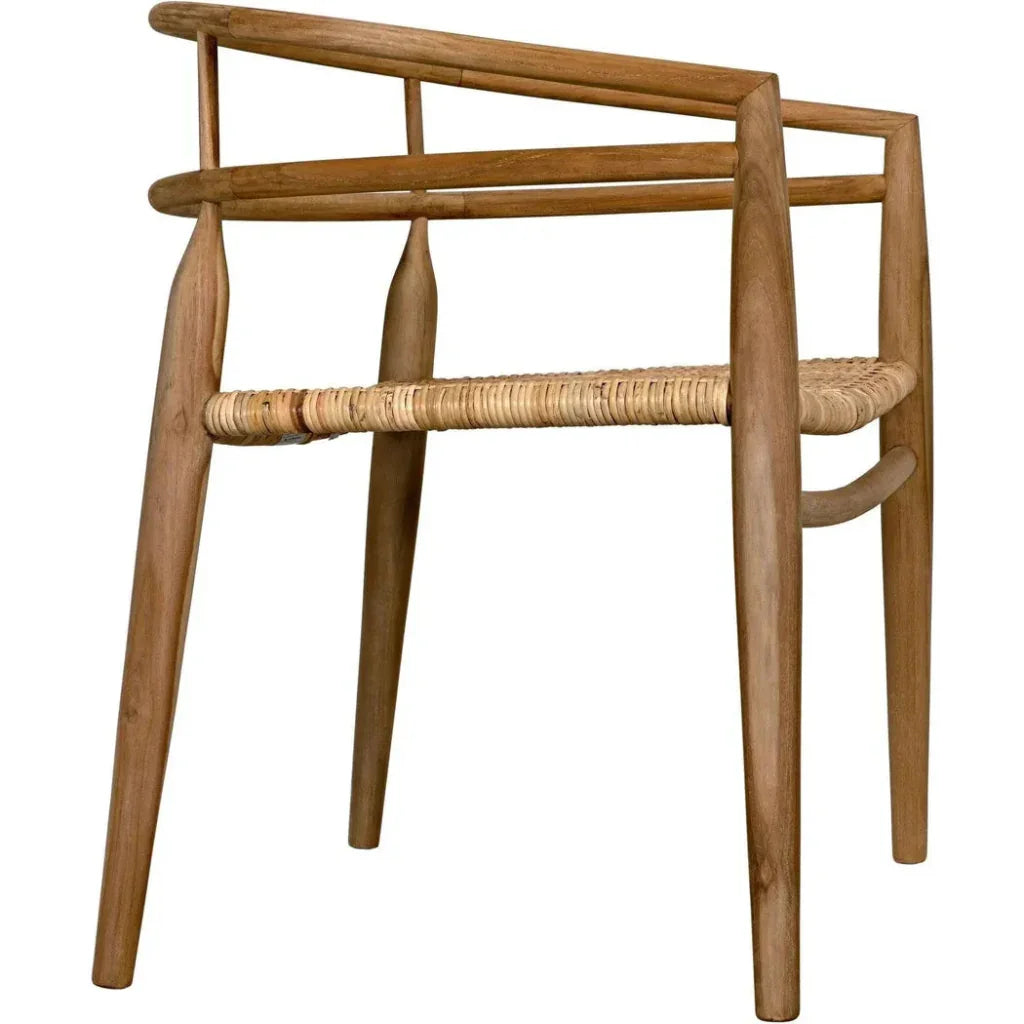 Finley Teak Wood Arm Chair with Rattan - LOOMLAN - Noir - Accent Chairs