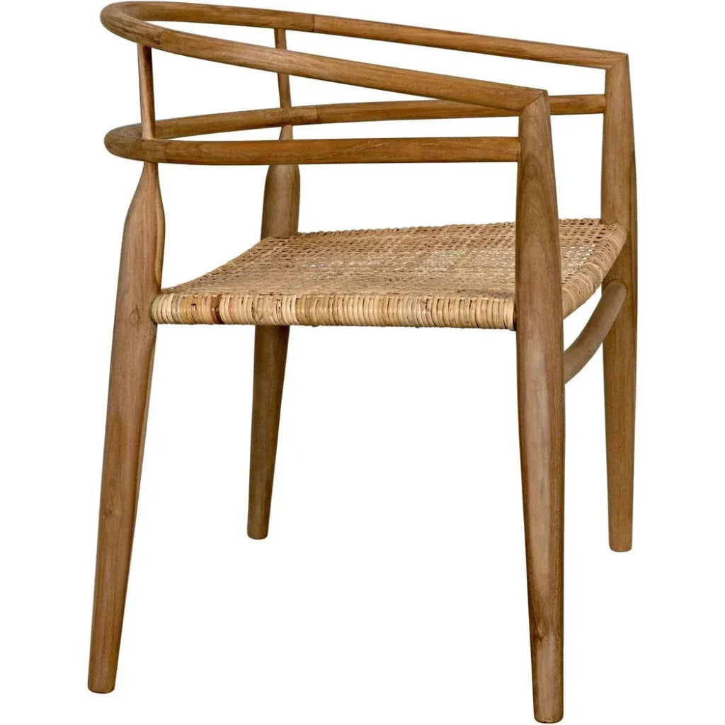 Finley Teak Wood Arm Chair with Rattan - LOOMLAN - Noir - Accent Chairs