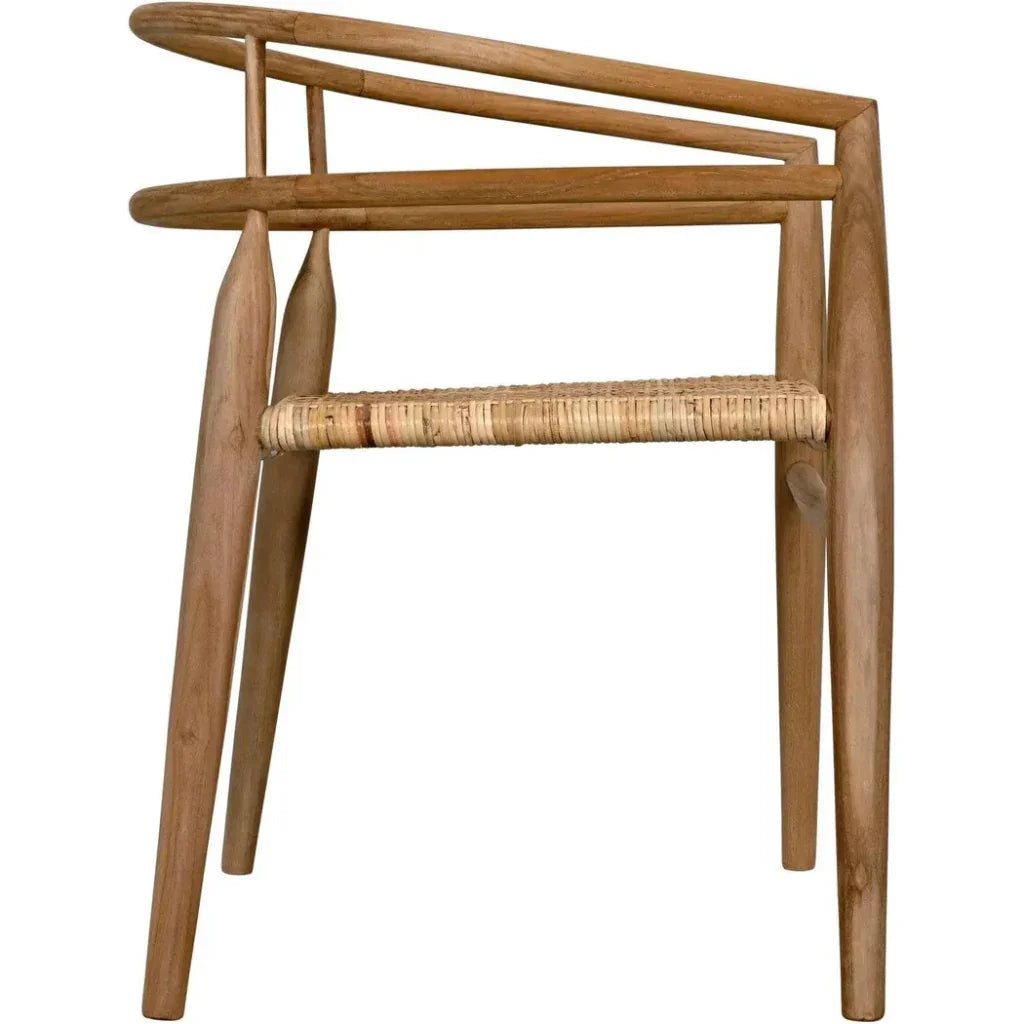 Finley Teak Wood Arm Chair with Rattan - LOOMLAN - Noir - Accent Chairs