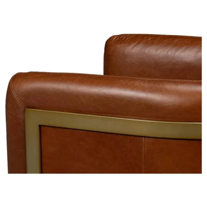 Finn Steel and Leather Brown Arm Club Chair - LOOMLAN - Sarreid - Club Chairs