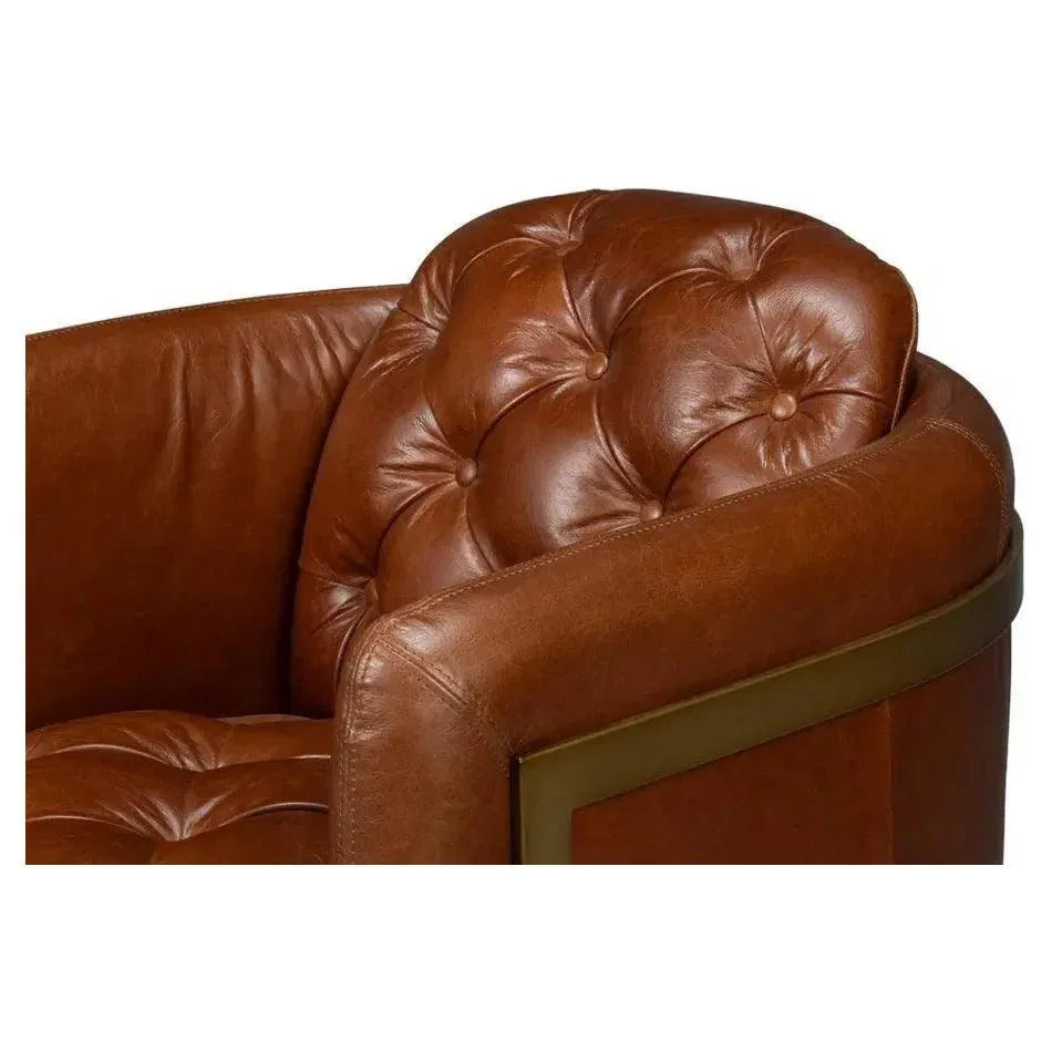 Finn Steel and Leather Brown Arm Club Chair - LOOMLAN - Sarreid - Club Chairs