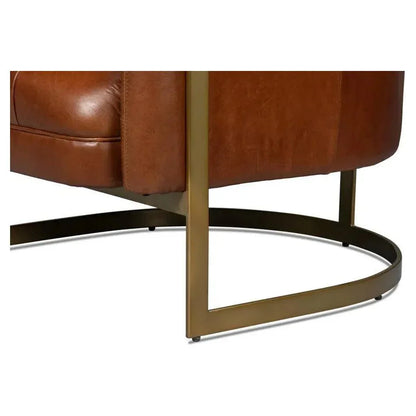 Finn Steel and Leather Brown Arm Club Chair - LOOMLAN - Sarreid - Club Chairs