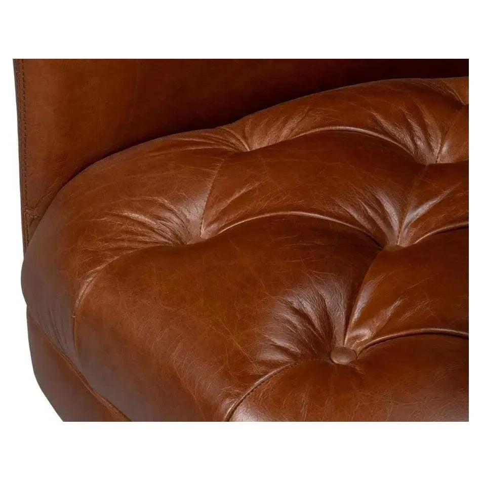 Finn Steel and Leather Brown Arm Club Chair - LOOMLAN - Sarreid - Club Chairs