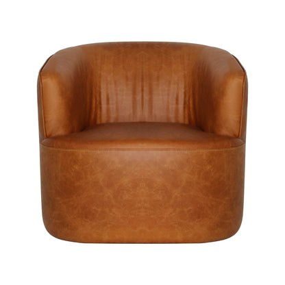 Fireside Top Grain Leather Swivel Club Chair