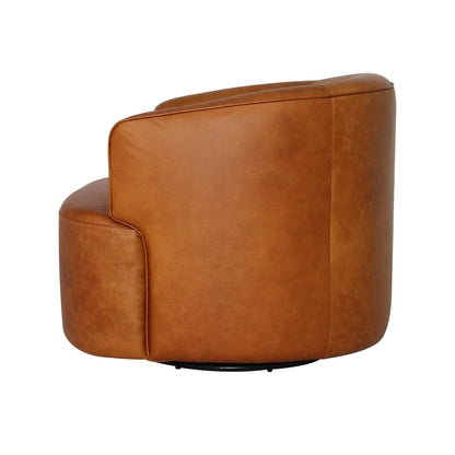 Fireside Top Grain Leather Swivel Club Chair