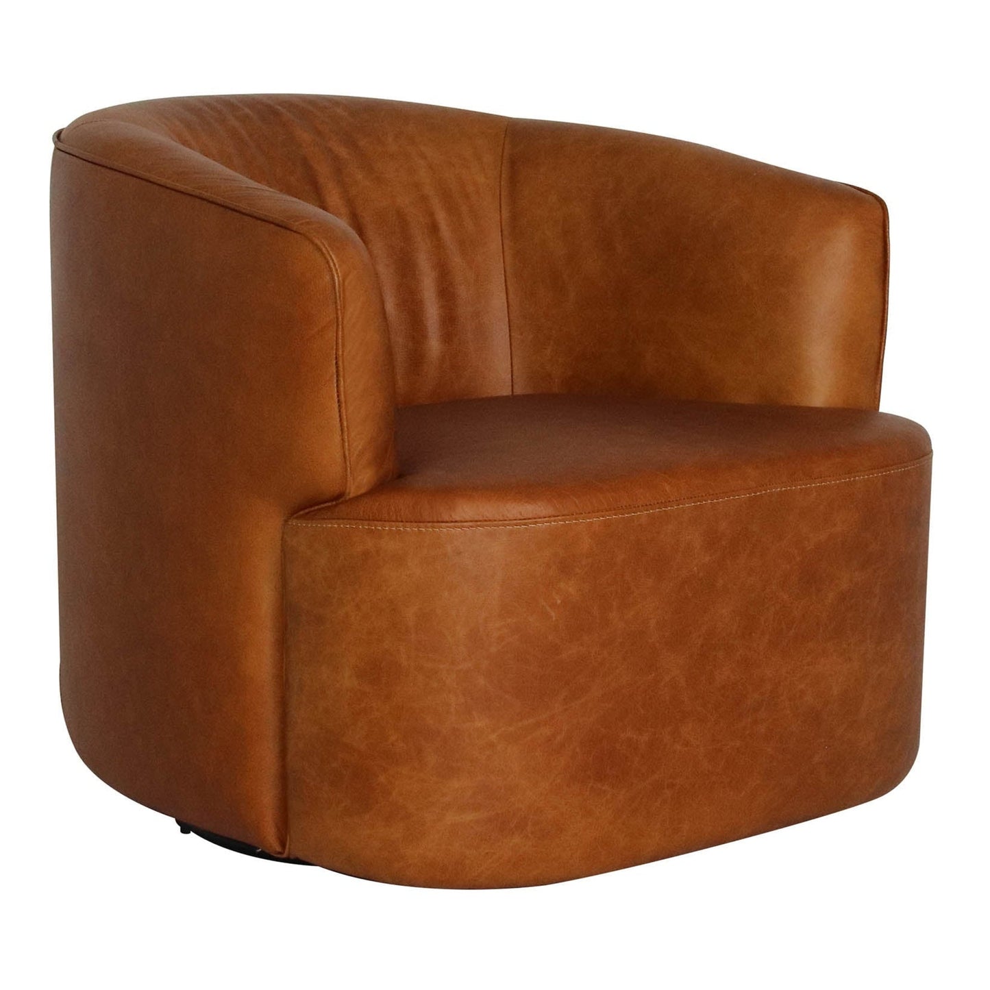 Fireside Top Grain Leather Swivel Club Chair