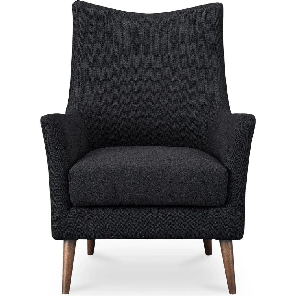 Fisher Solid Rubber Wood Black Armchair - LOOMLAN - Moe's Home - Club Chairs