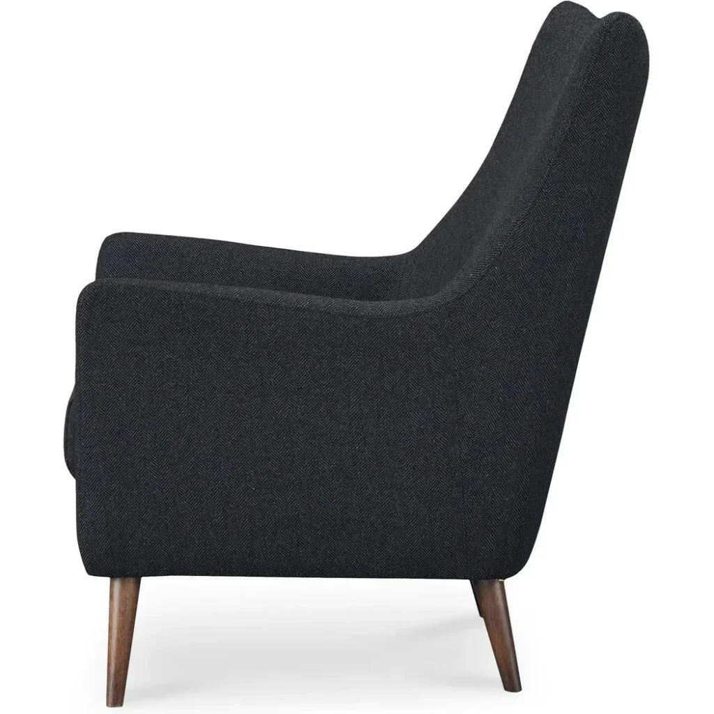 Fisher Solid Rubber Wood Black Armchair - LOOMLAN - Moe's Home - Club Chairs