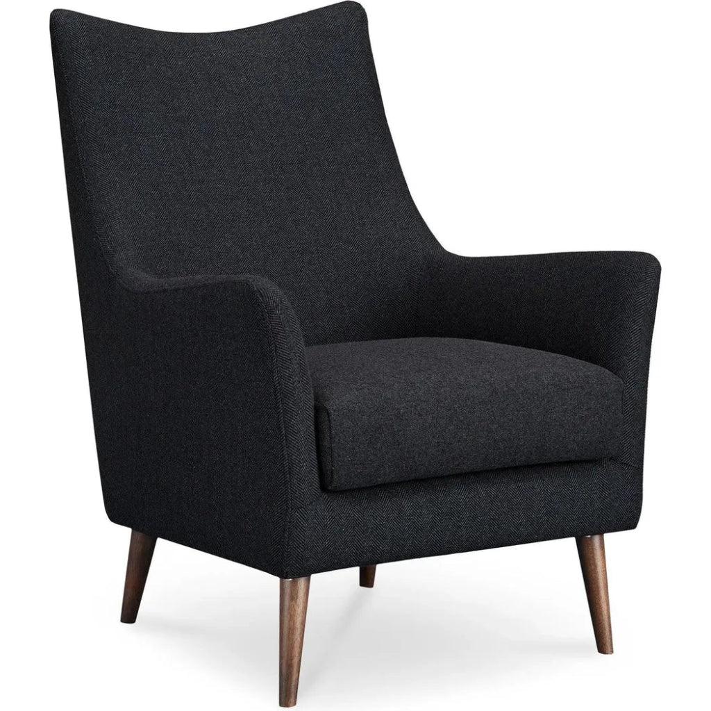 Fisher Solid Rubber Wood Black Armchair - LOOMLAN - Moe's Home - Club Chairs