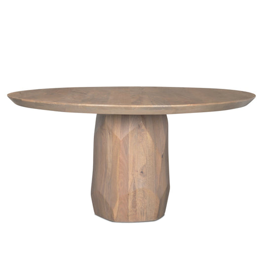 Fitzgerald Wooden Round Dining Table-Dining Tables-Mercana-Brown-LOOMLAN