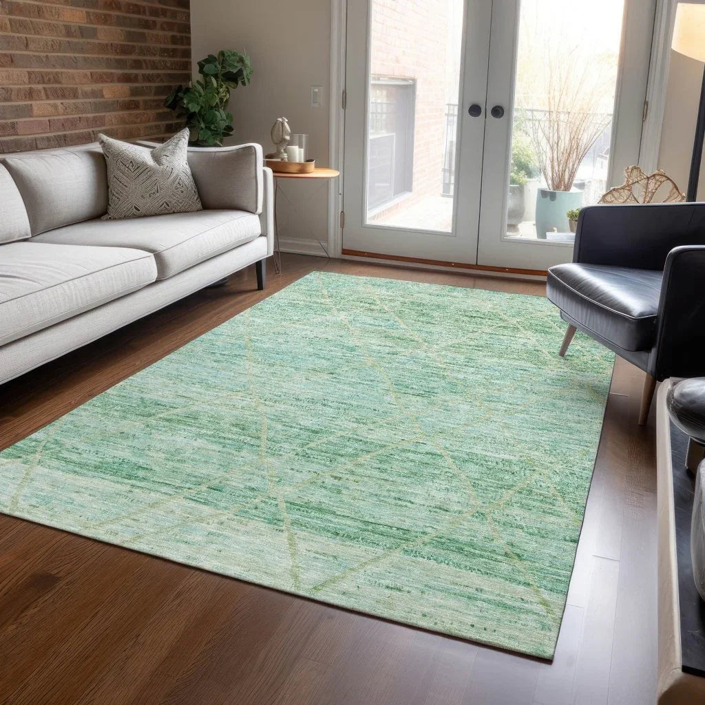 Flamara Green Washable Indoor - Outdoor Rug - LOOMLAN - LOOMLAN Rugs - Outdoor Rugs
