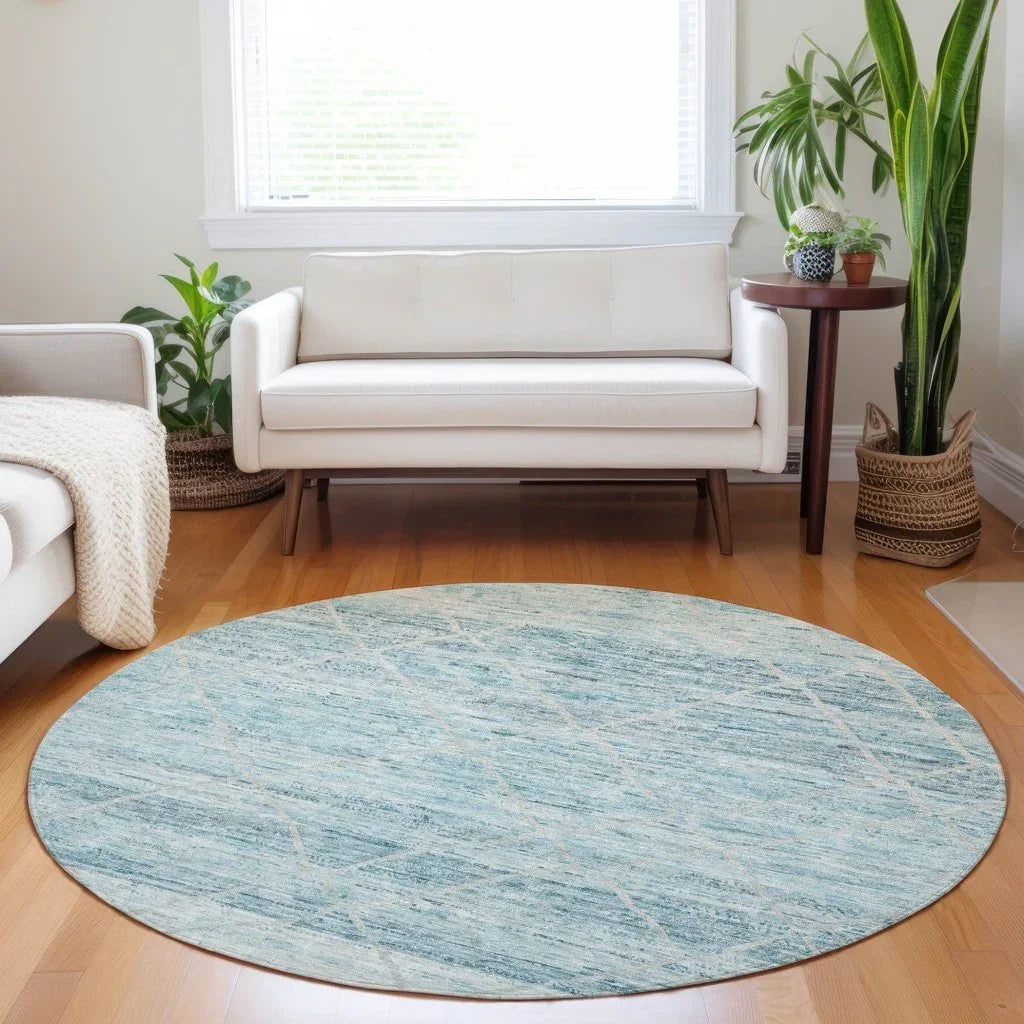 Flamara Teal Washable Indoor - Outdoor Rug - LOOMLAN - LOOMLAN Rugs - Outdoor Rugs