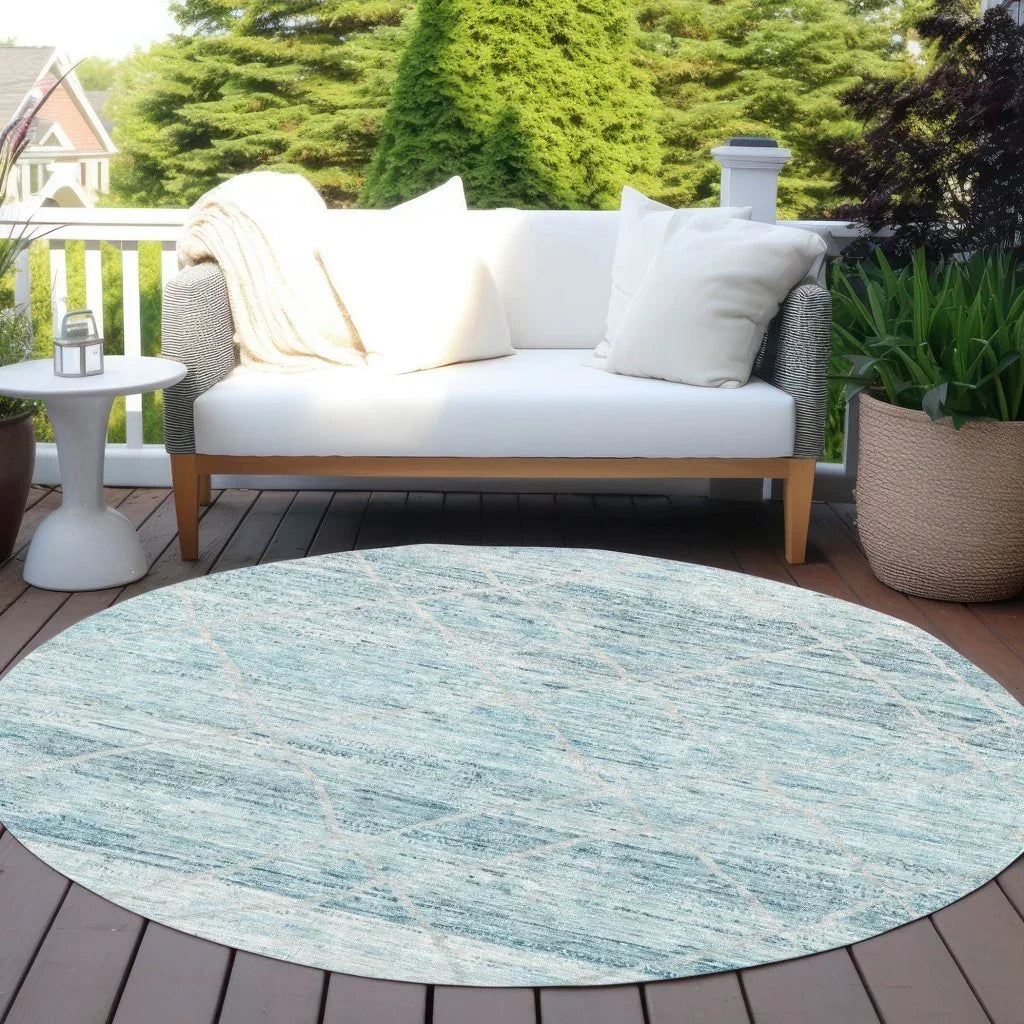 Flamara Teal Washable Indoor - Outdoor Rug - LOOMLAN - LOOMLAN Rugs - Outdoor Rugs