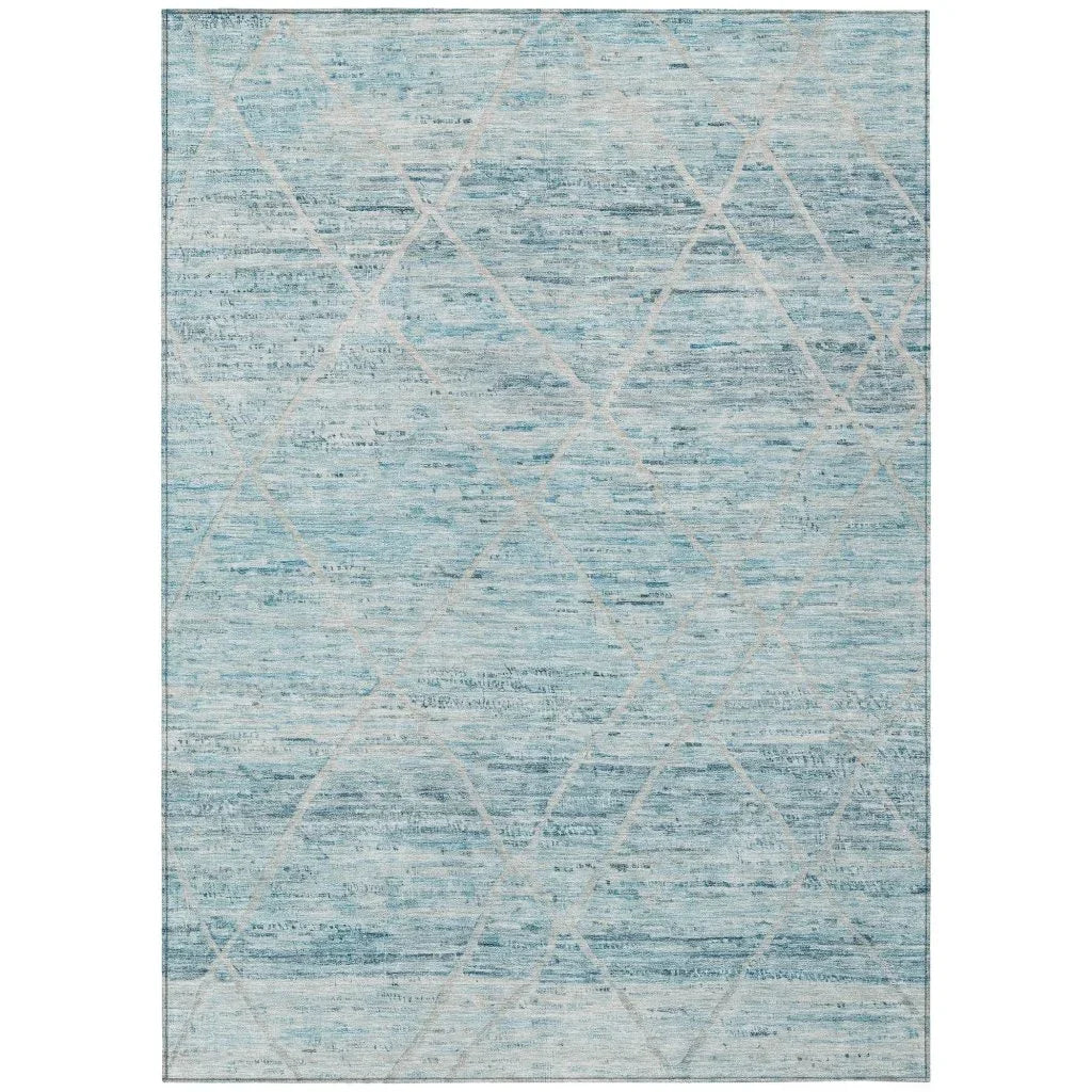Flamara Teal Washable Indoor - Outdoor Rug - LOOMLAN - LOOMLAN Rugs - Outdoor Rugs