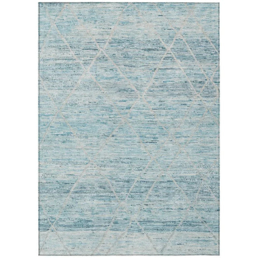 Flamara Teal Washable Indoor - Outdoor Rug - LOOMLAN - LOOMLAN Rugs - Outdoor Rugs