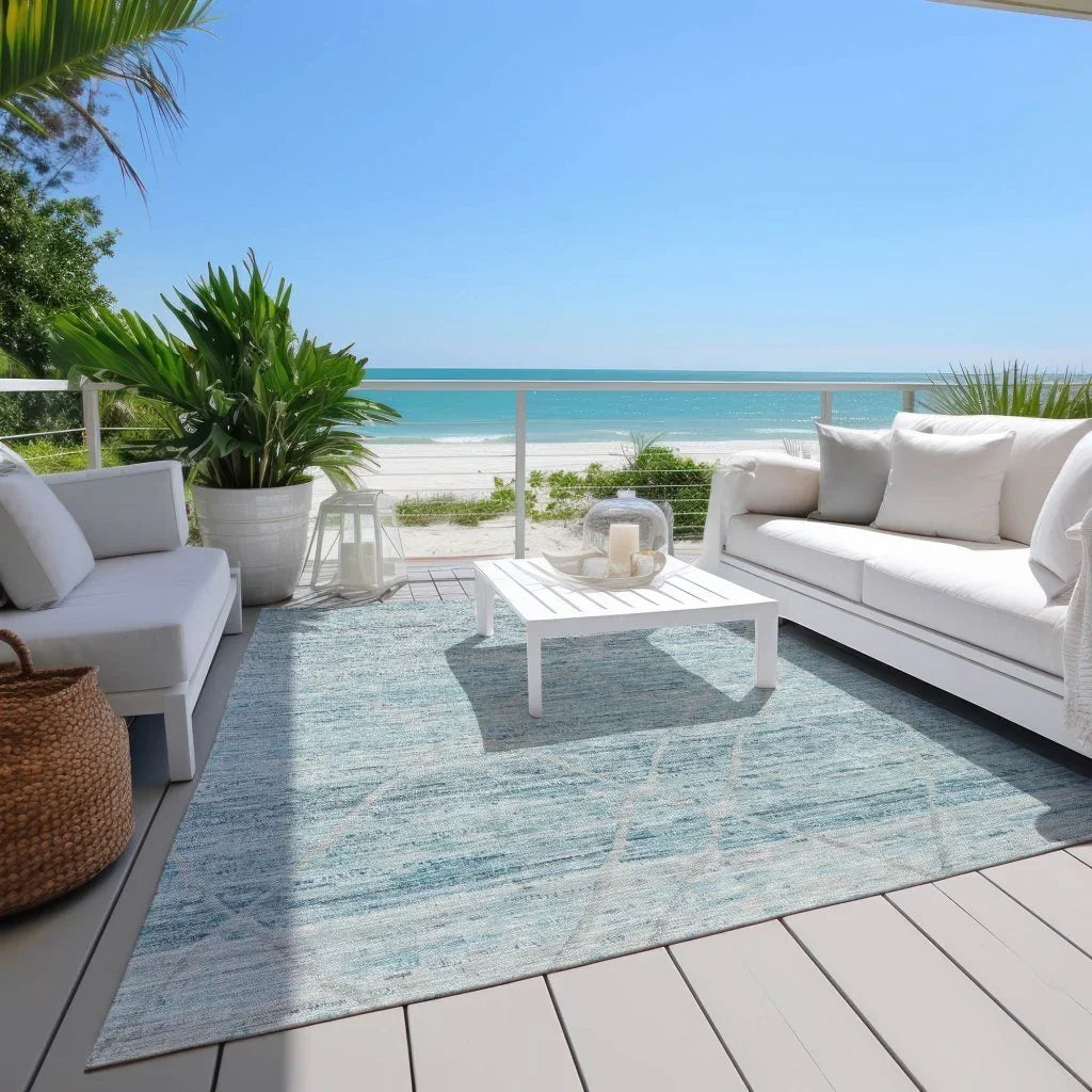 Flamara Teal Washable Indoor - Outdoor Rug - LOOMLAN - LOOMLAN Rugs - Outdoor Rugs