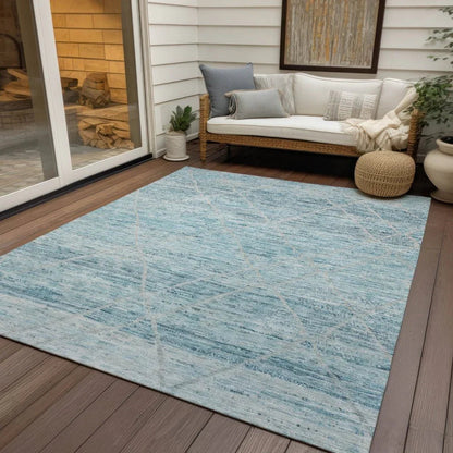 Flamara Teal Washable Indoor - Outdoor Rug - LOOMLAN - LOOMLAN Rugs - Outdoor Rugs