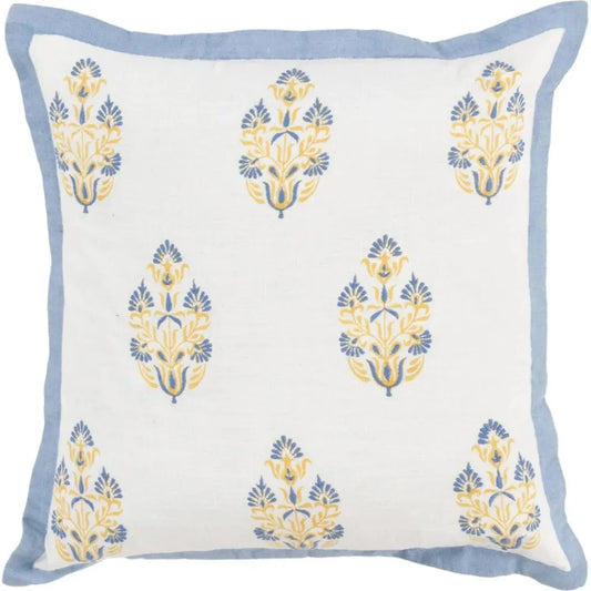 Flanged Floral Blue Throw Pillow Down Insert - LOOMLAN - LOOMLAN - Throw Pillows