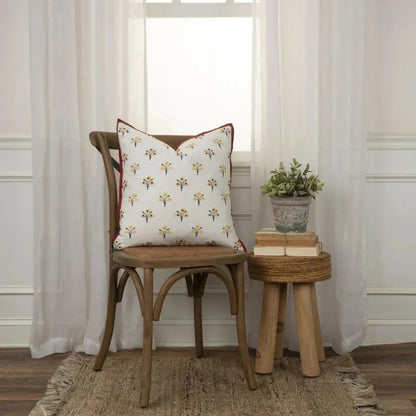 Flanged Floral Rust Throw Pillow Down Insert - LOOMLAN - LOOMLAN - Throw Pillows