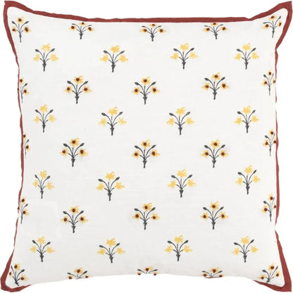 Flanged Floral Rust Throw Pillow Down Insert - LOOMLAN - LOOMLAN - Throw Pillows