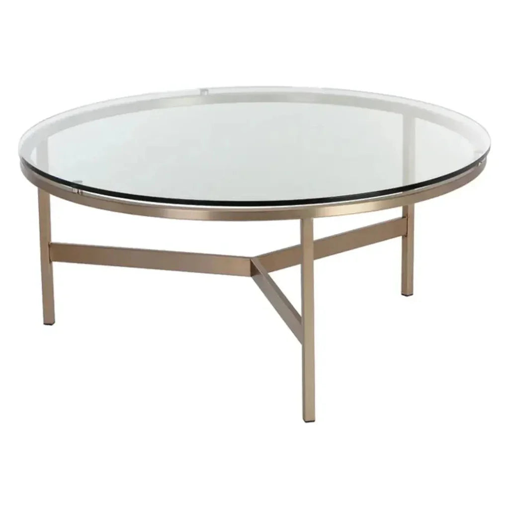 Flato Iron Framed Round Coffee Table - LOOMLAN - SUNPAN - Coffee Tables