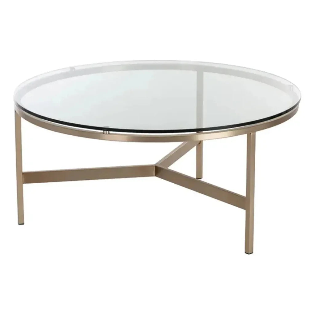Flato Iron Framed Round Coffee Table - LOOMLAN - SUNPAN - Coffee Tables