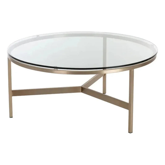 Flato Iron Framed Round Coffee Table - LOOMLAN - SUNPAN - Coffee Tables