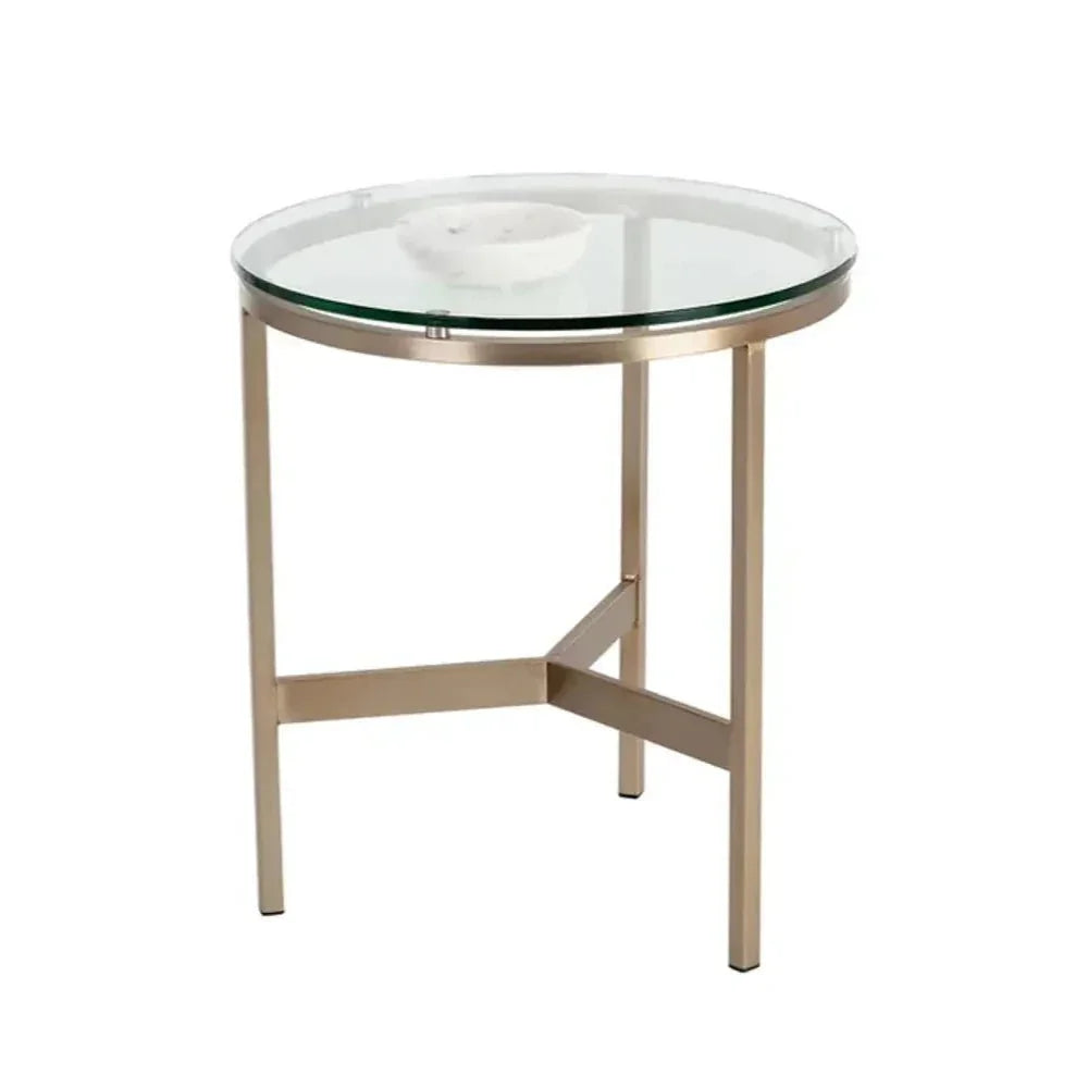 Flato Iron Framed Round End Table - LOOMLAN - SUNPAN - Side Tables
