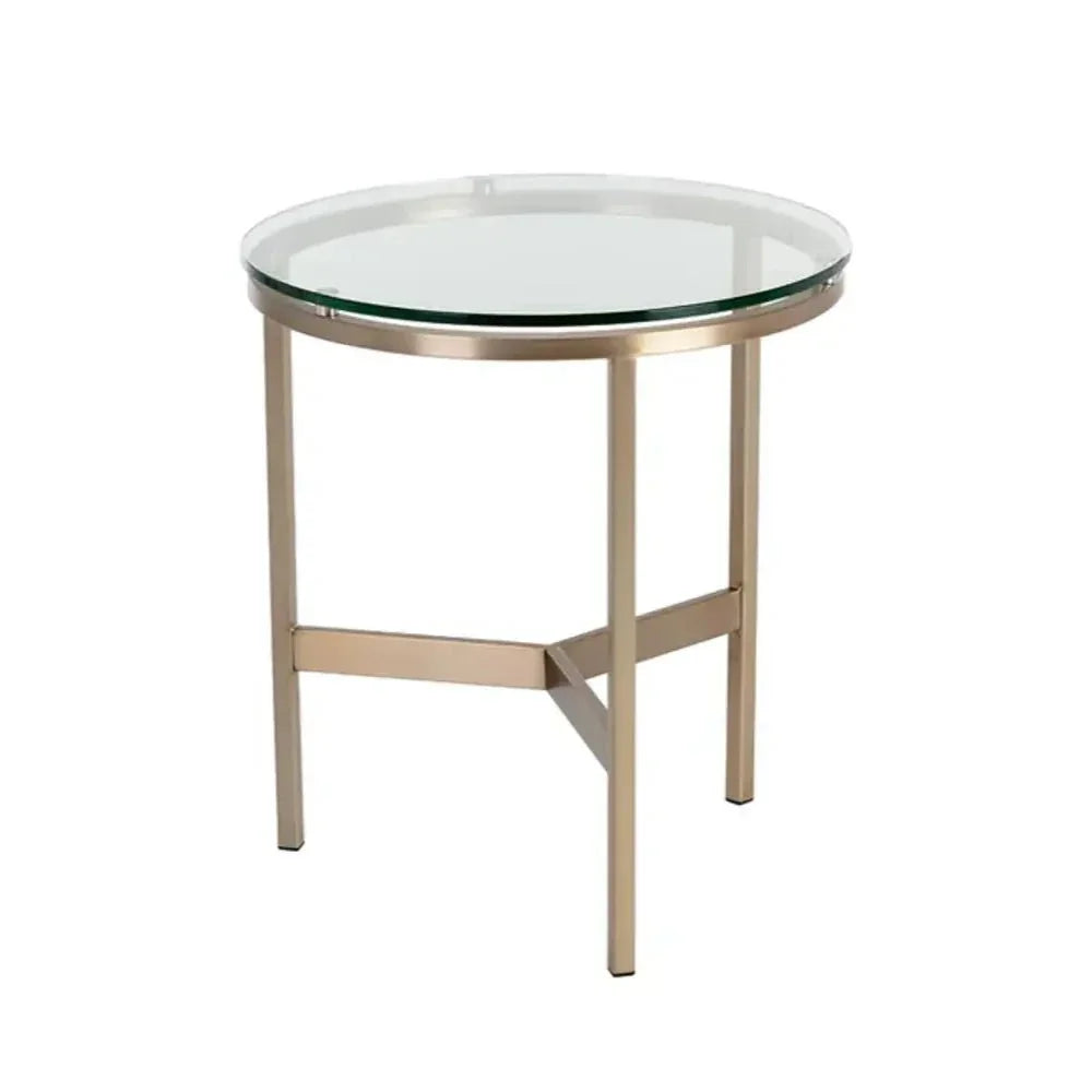 Flato Iron Framed Round End Table - LOOMLAN - SUNPAN - Side Tables