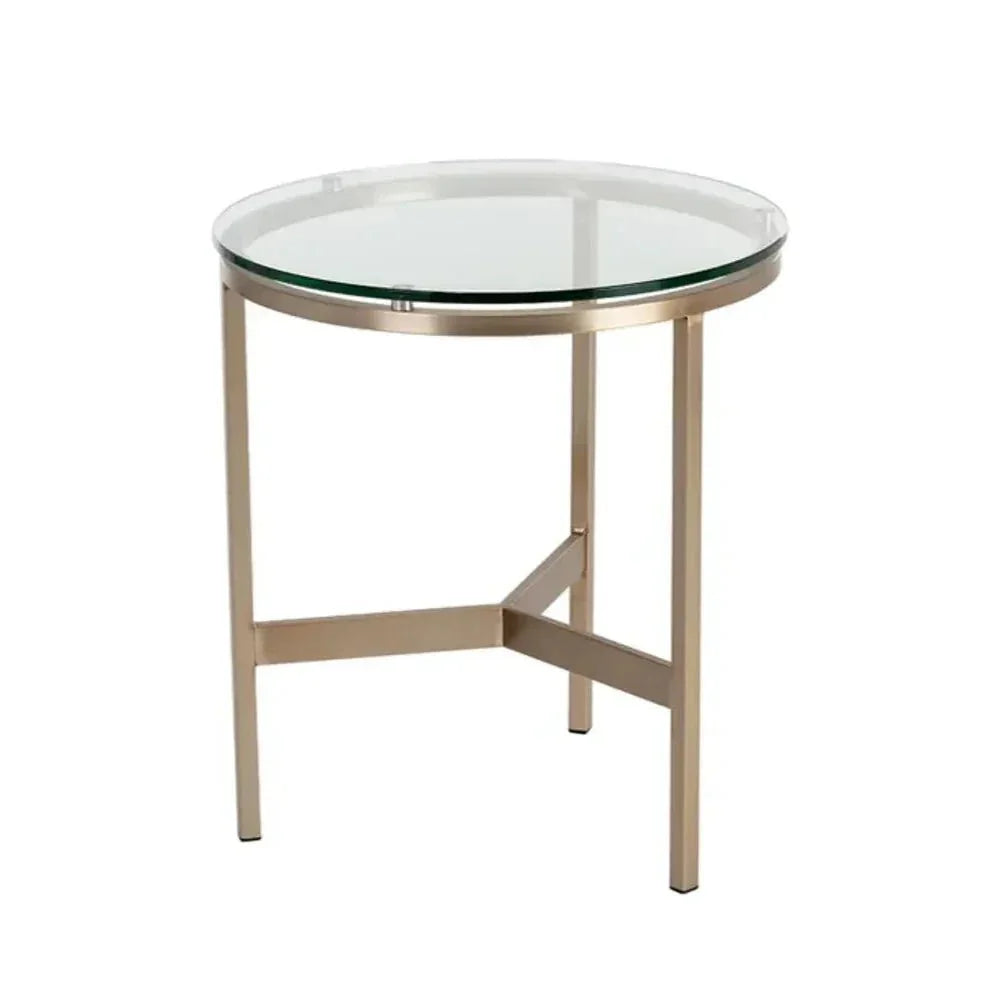 Flato Iron Framed Round End Table - LOOMLAN - SUNPAN - Side Tables