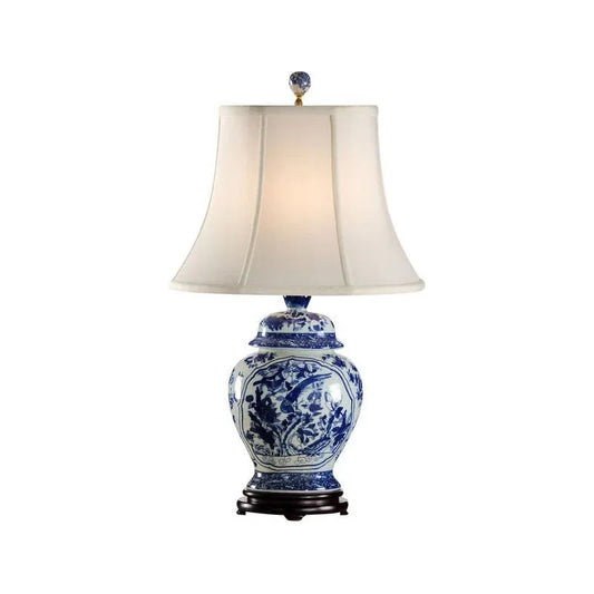 Fledgling Blue And White Glazed Porcelain Table Lamp - LOOMLAN - Wildwood - Table Lamps