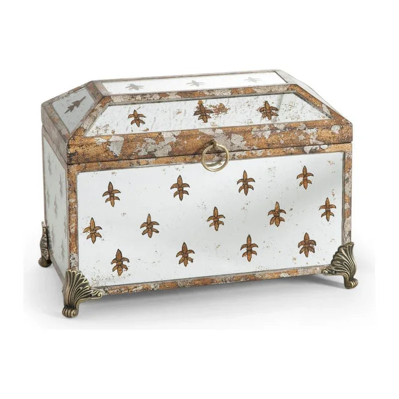Fleur De Lis Mirrored White Box - LOOMLAN - Chelsea House - Boxes & Bowls