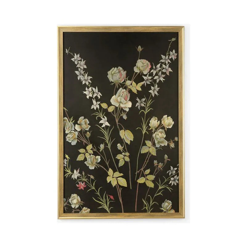 Fleurs En Noir Hand Painted Artwork-Framed Wall Art-Chelsea House-LOOMLAN
